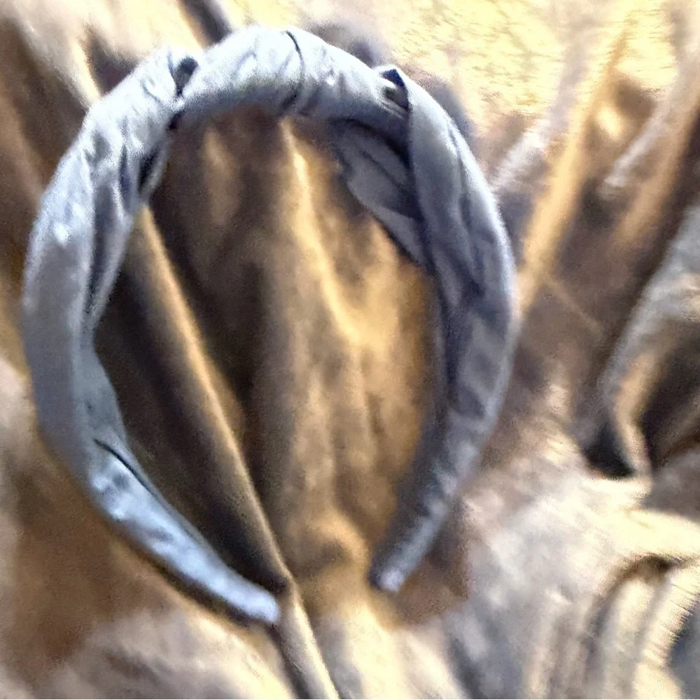 Set of 3 Padded Headbands Blue Gingham Black Velvet & Solid Blue Wide  Headbands
